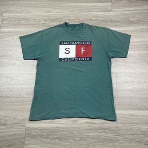 Vintage Shirt Mens Large Green San Francisco California 90s Single Stitch